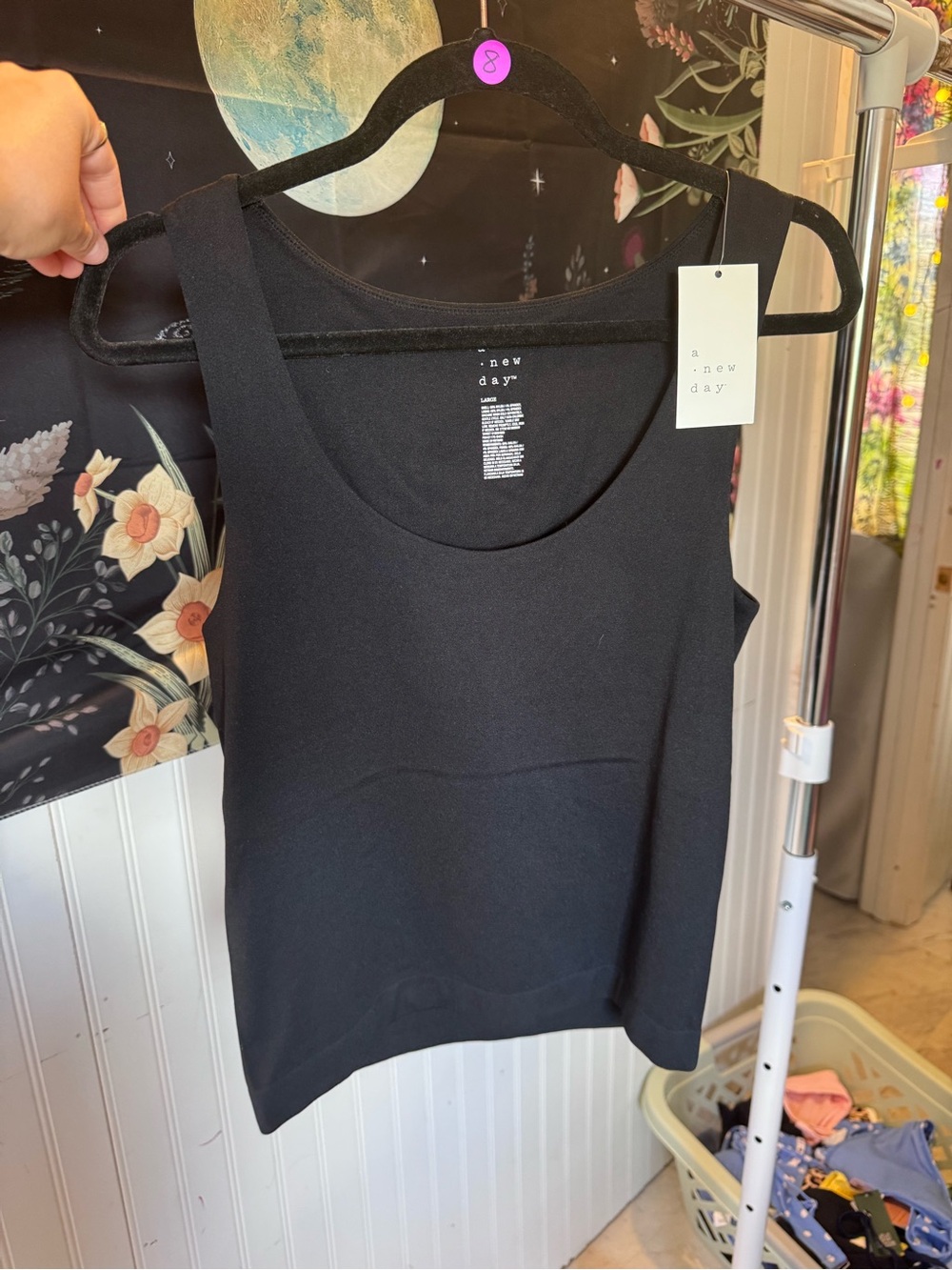 a new day Black Scoop Neck Tank Top built in support